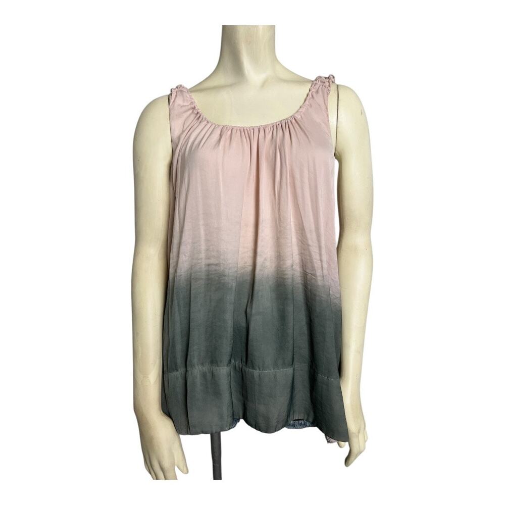 Millibon Ombre Tank Top Blouse Shirt Silky Satin Pink Gray S Small